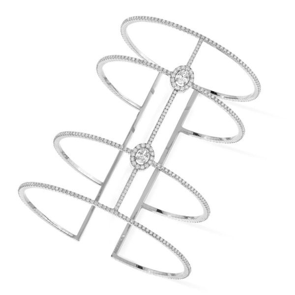 Messika - Bracelet Glam'Azone Skinny 4 Rangs Pavée - or blanc diamant