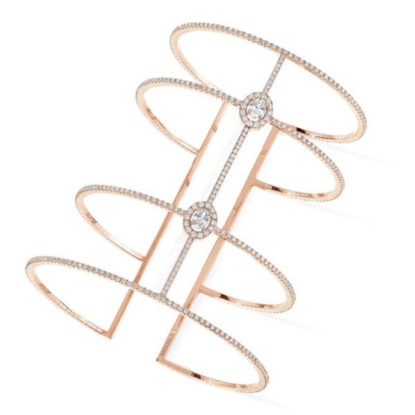 Messika - Bracelet Glam'Azone Skinny 4 Rangs Pavée - or rose diamant