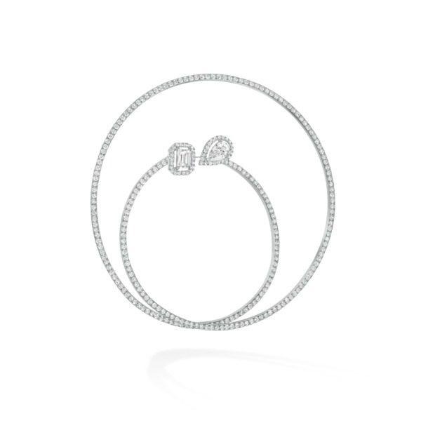 Messika - Boucle d'oreille My Twin Mono Créole spirale pavée - or blanc diamant