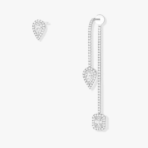 Messika - Boucles oreilles My Twin Hamecon Pave - Or blanc - Valer Nice - Joaillerie
