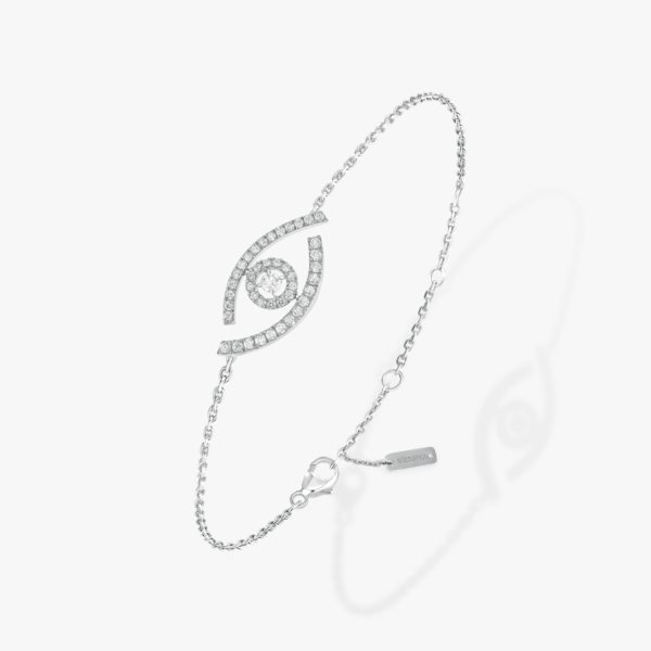 Messika - Bracelet Lucky Eye Pave - Or blanc - Valer Nice - Joaillerie