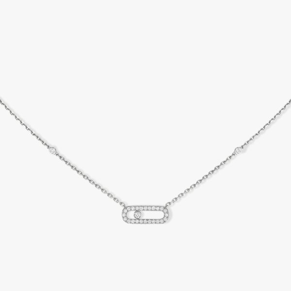 Messika - Collier Move Uno Pave - Or blanc - Valer Nice - Joaillerie