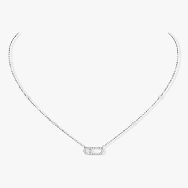 Messika - Collier Move Uno Pave - Or blanc - Valer Nice - Joaillerie