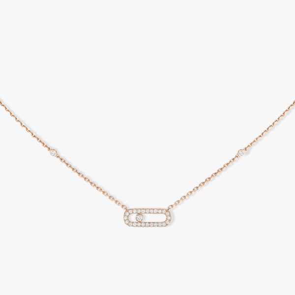 Messika - Collier Move Uno Pave - Or rose - Valer Nice - Joaillerie