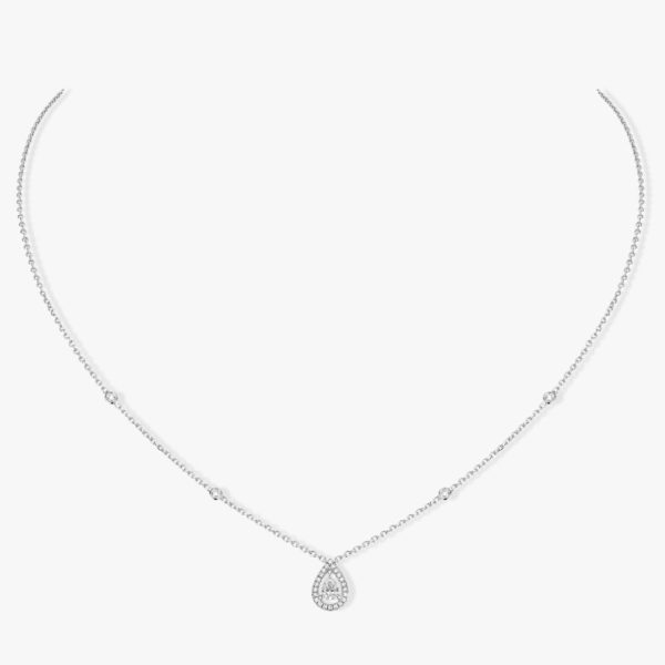 Messika - Collier Joy poire 025ct - Or blanc - Valer Nice - Joaillerie