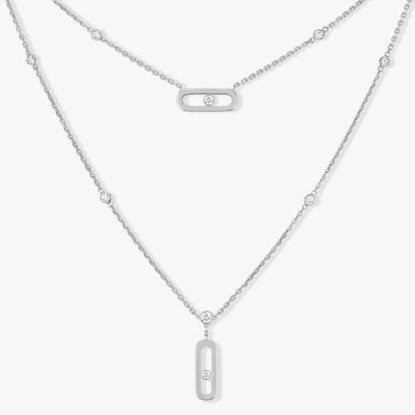 Messika - Collier Move Uno 2 Rangs - Or blanc - Valer Nice - Joaillerie