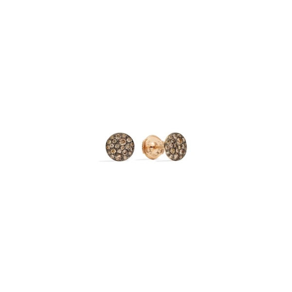 Earring-sabbia-studs-rose-gold-18kt-brown-diamond - Valer, Votre bijouterie à Nice
