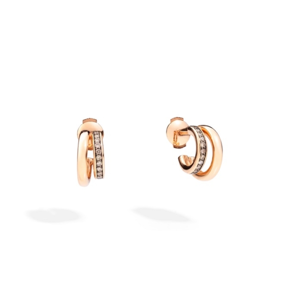Earrings-iconica-double-rose-gold-18kt-brown-diamond - Valer, votre bijouterie à Nice