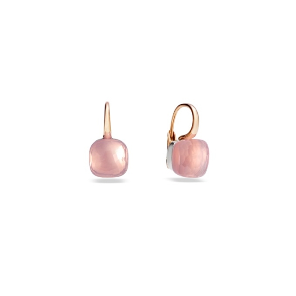 Earrings-nudo-classic-rose-gold-18kt-white-gold-18kt-rose-quartz - Valer, votre bijouterie à Nice
