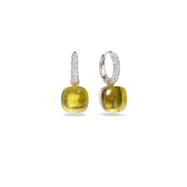 Earrings-nudo-rose-gold-18kt-white-gold-18kt-diamond-lemon-quartz - Valer, votre bijouterie à Nice