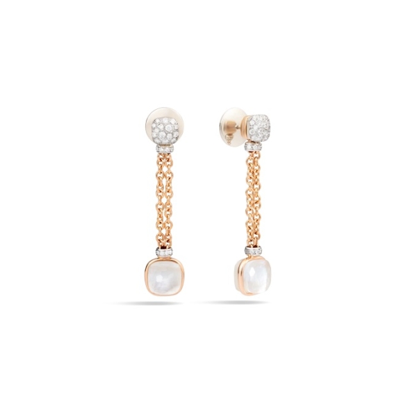 Nudo-classic-pendant-earrings-rose-gold-18kt-white-gold-18kt-diamond-white-topaz-mother-of-pearl - Valer, votre bijouterie à Nice