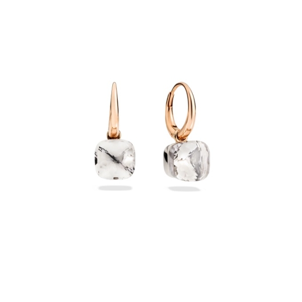 Nudo-petit-earrings-rose-gold-18kt-white-gold-18kt-white-topaz - Valer, votre bijouterie à Nice