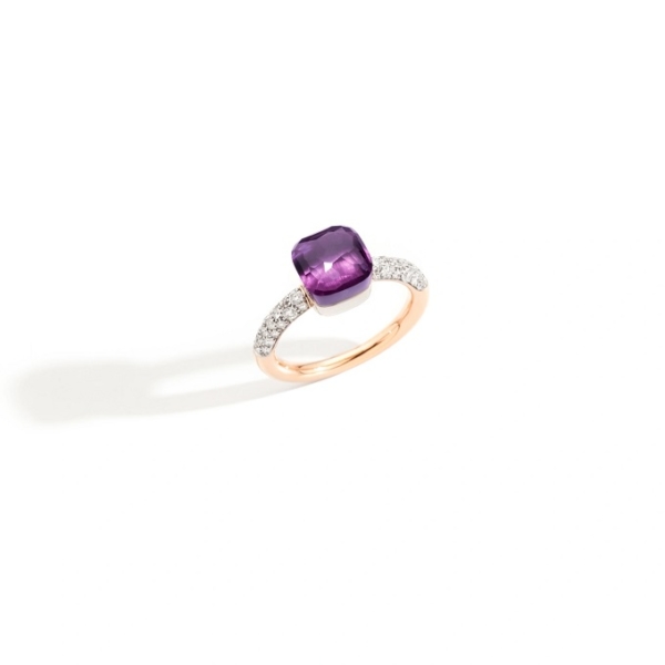 Nudo-petit-ring-rose-gold-18kt-white-gold-18kt-amethyst-diamond - Valer, votre bijouterie à Nice