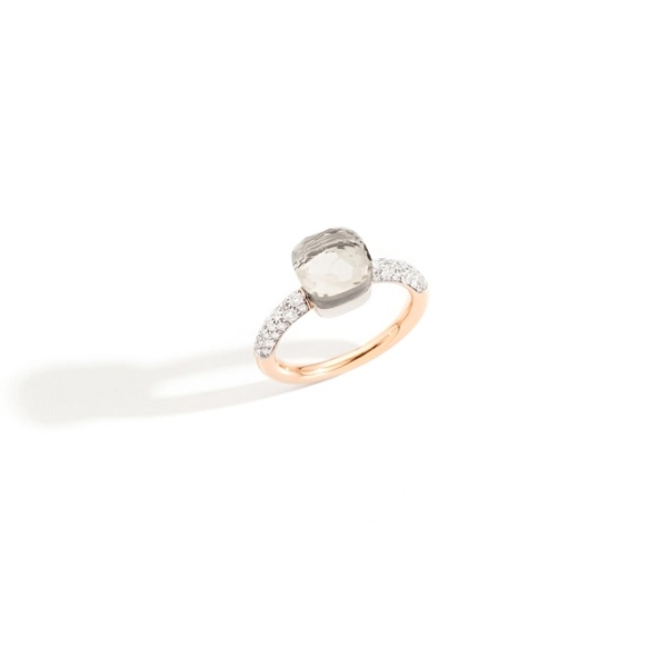 Nudo-petit-ring-rose-gold-18kt-white-gold-18kt-white-topaz-diamond - Valer, votre bijouterie à Nice