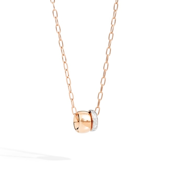 Pendant-with-chain-iconica-pavé-rose-gold-18kt-diamond - Valer, votre bijouterie à Nice