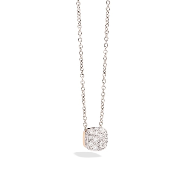 Pendant-with-chain-nudo-maxi-rose-gold-18kt-white-gold-18kt-diamond - Valer, votre bijouterie à Nice
