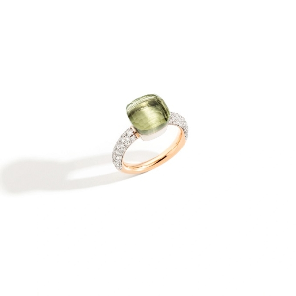 Ring-nudo-classic-rose-gold-18kt-white-gold-18kt-prasiolite-diamond - Valer, votre bijouterie à Nice