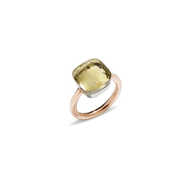 Ring-nudo-maxi-rose-gold-18kt-white-gold-18kt-lemon-quartz - Valer, votre bijouterie à Nice
