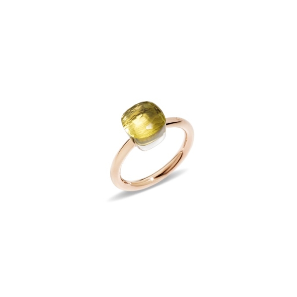 Ring-nudo-petit-rose-gold-18kt-white-gold-18kt-lemon-quartz - Valer, votre bijouterie à Nice