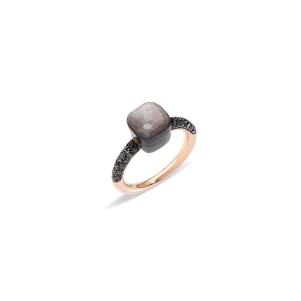 Ring-nudo-petitrose-gold-18kt-obsidian-treated-black-diamond - Valer, votre bijouterie à Nice