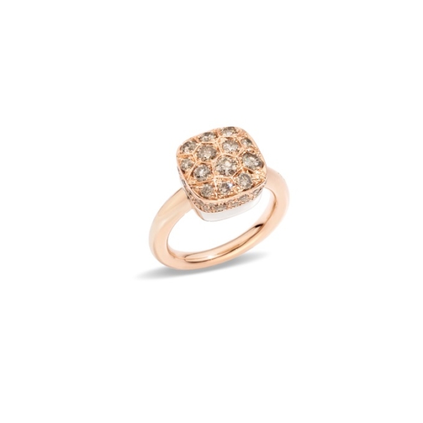 Ring-nudo-solitaire-rose-gold-18kt-white-gold-18kt-brown-diamond - Valer, votre bijouterie à Nice