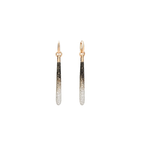Sabbia-pendant-earrings-rose-gold-18kt-diamond-brown-diamond-treated-black-diamond - Valer, Votre bijouterie à Nice