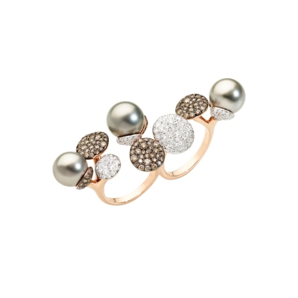 Sabbia-ring-rose-gold-18kt-diamond-brown-diamond-pearl - Valer, votre bijouterie à Nice