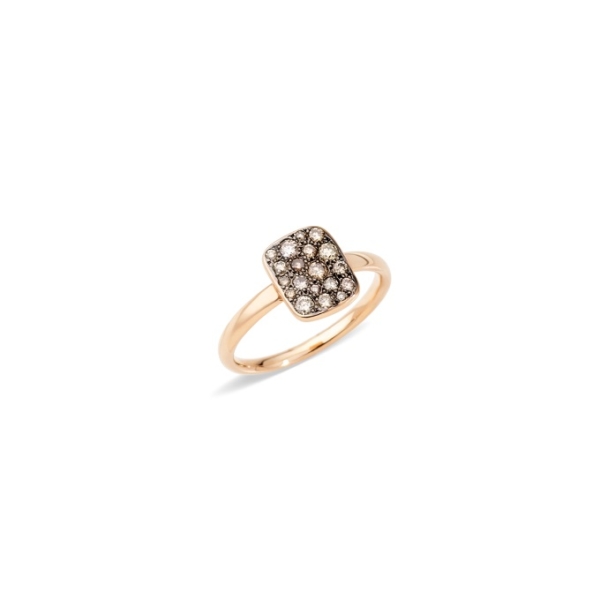 Sabbia-ring-small-rectangular-rose-gold-18kt-brown-diamond - Valer, votre bijouterie à Nice