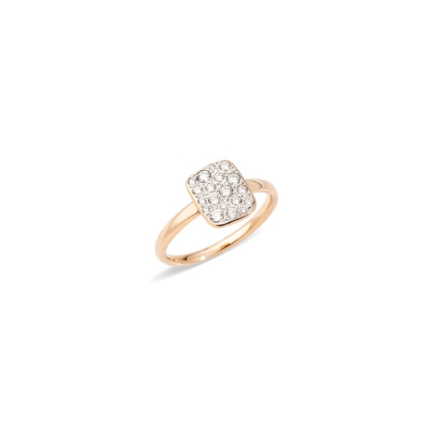 Sabbia-ring-small-rectangular-rose-gold-18kt-diamond - Valer, votre bijouterie à Nice