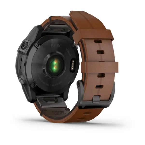 Garmin - Epix™ (Gen 2) - Sapphire, titane, Black DLC avec bracelet cuir marron - Valer horlogerie