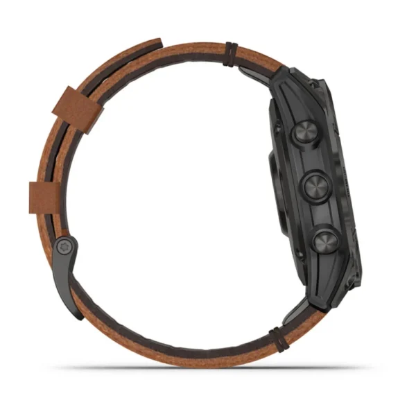 Garmin - Epix™ (Gen 2) - Sapphire, titane, Black DLC avec bracelet cuir marron - Valer horlogerie