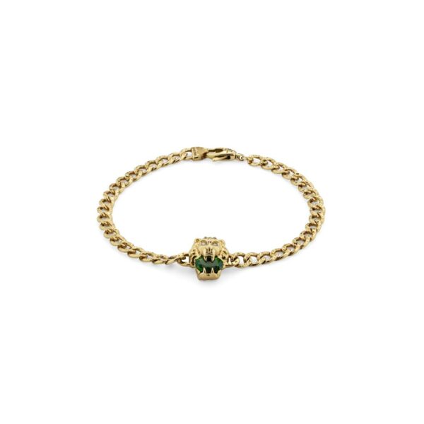 Gucci - Bracelet Lionhead, or jaune 18 carats, chrome-diopside et diamants - Valer bijoux nice