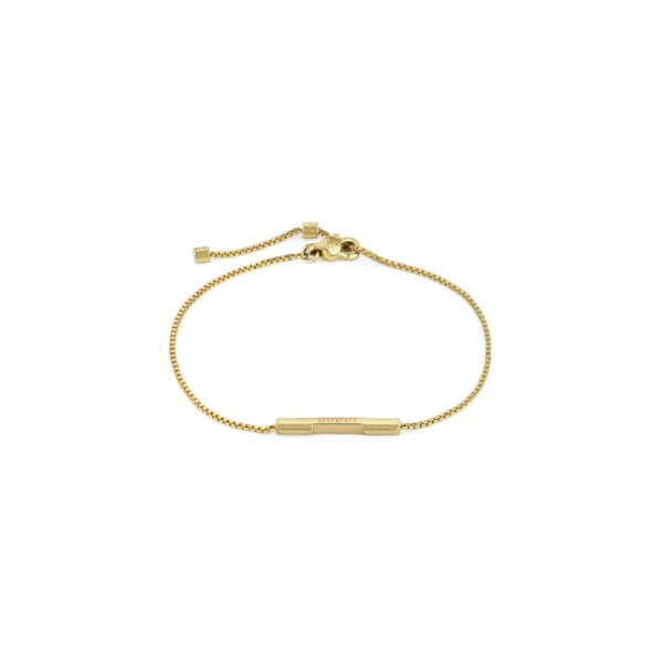 bracelet gucci link to love composé d'une chaîne et d'une barre gravée gucci