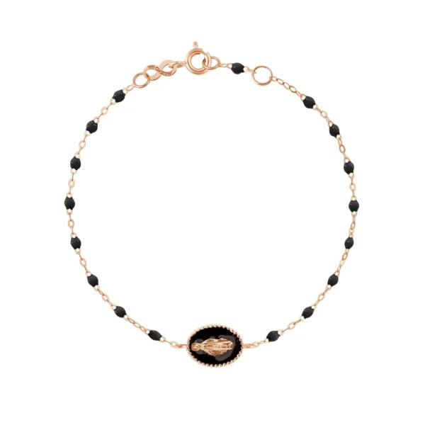 bracelet gigi clozeau madone émaillée en or rose et résine noire