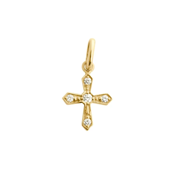 croix vintage gigi clozeau en or jaune et diamants