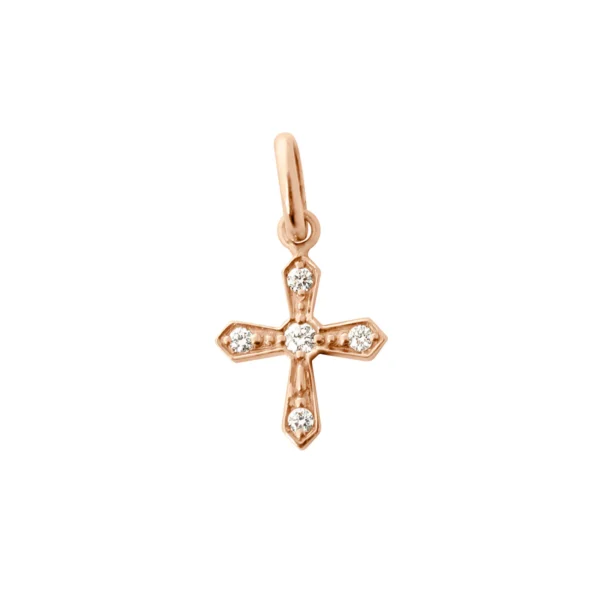 croix vintage gigi clozeau en or rose et diamants