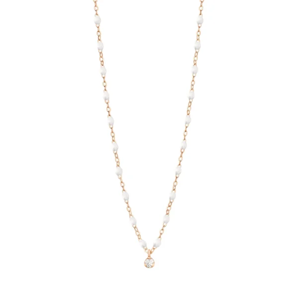 collier gigi clozeau gigi suprême or rose un diamant perles de résine blanche