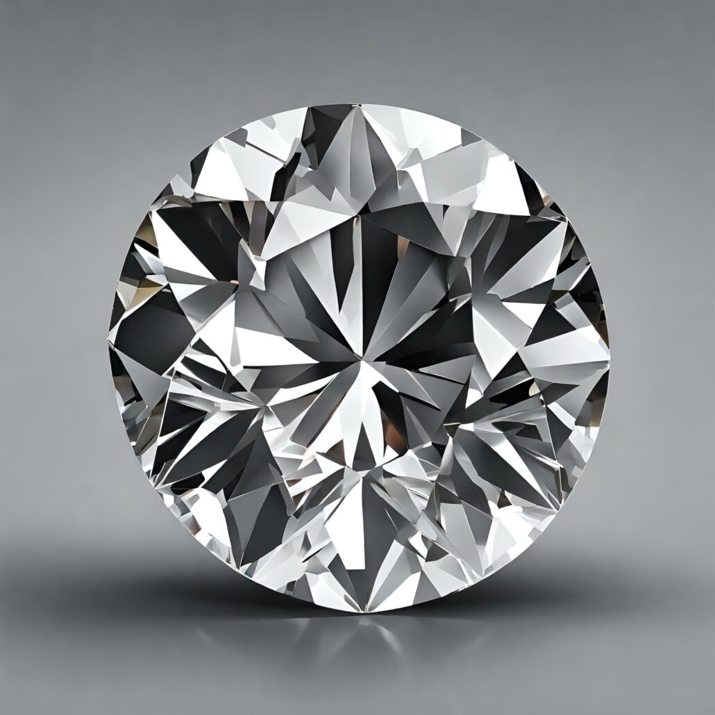 diamant taille brillant sur fond gris