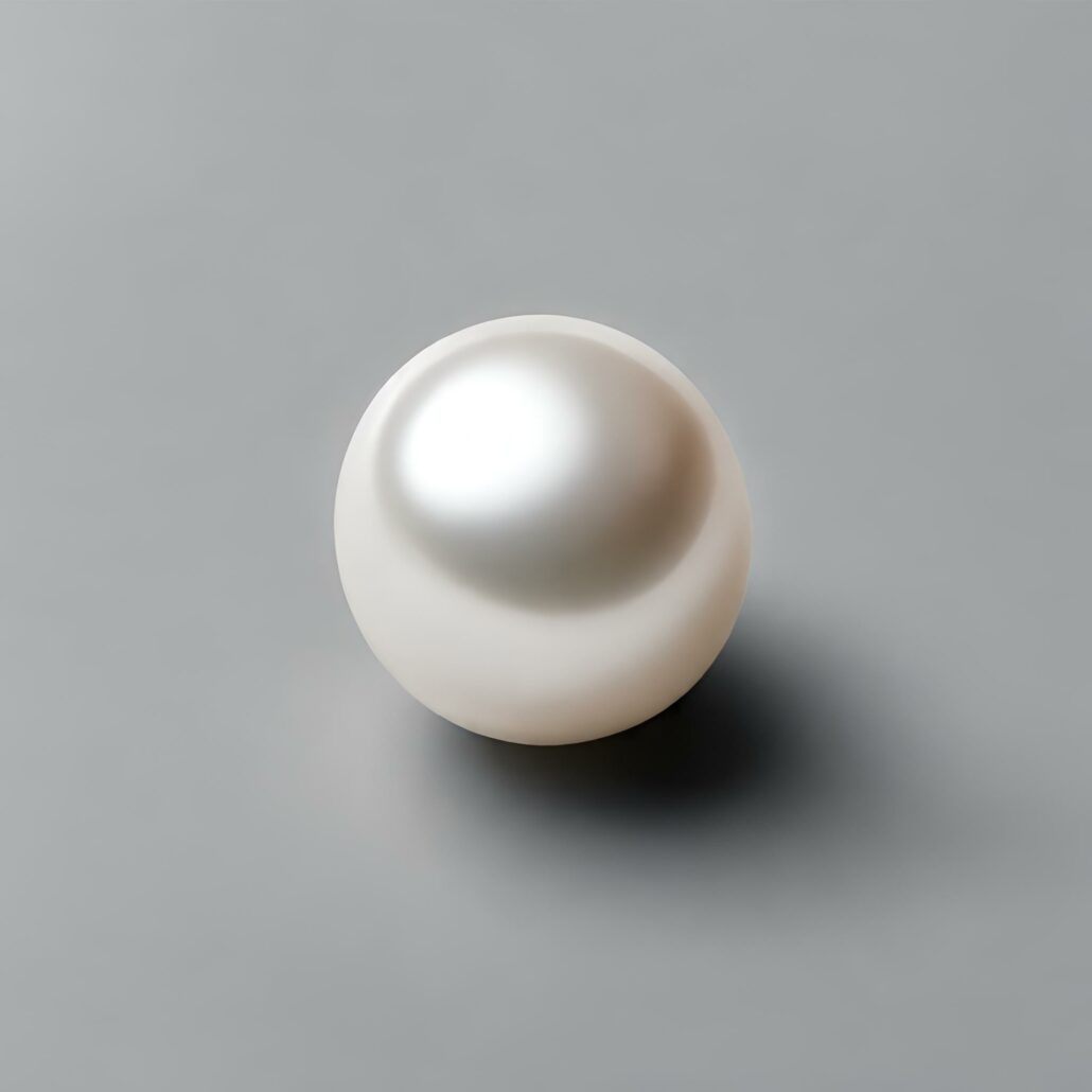 perle blanche sur fond gris