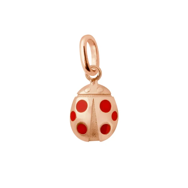 pendentif coccinelle or rose résine rouge