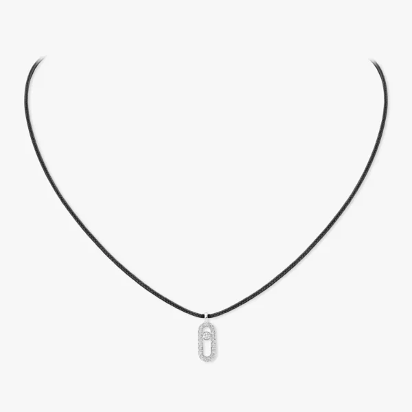 Collier cordon Messika Care(s) - or blanc diamants, noir